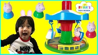 PEPPA PIG MERRY GO ROUND GAME for Kids Fairground Ride Egg Surprise Toys Family Fun Game Night