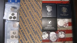 nickel roll hunt- silver sale-2024 Proof Morgan, Peace Dollar,2022-W,others- #giveaway