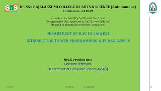 Introduction to Web Programming & Flask Basics | OOPs with Python Programming | SNS Institutions