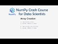 1 Create Numpy Array -  Numpy Crash Course for Data Science | Numpy for Machine Learning