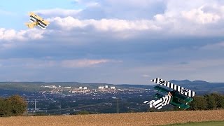 2X FOKKER DR.1 GIANT SCALE RC MODEL PLANE FLIGHT DEMO / Mega RC Airshow Göttingen 2015