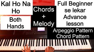 Hindi Song Both Hands Together Chords + Melody Arpeggio Pattern Left Hand Piano Lesson  #96