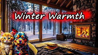 🌲 Cozy Winter Vibes | Relaxing Music, Crackling Fireplace \u0026 Snowfall 🔥❄️