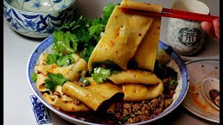 Szechuan Wide Wheat noodle with pork sauce