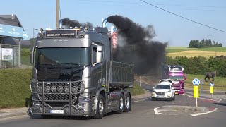 Truckshow Ciney 2023 with Scania V8 open pipes sound and other beautiful soundin