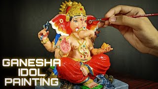 Ganesha Clay Idol Painting by using Acrylic colour || Part 2 || GANESH CHATURTHI Special.