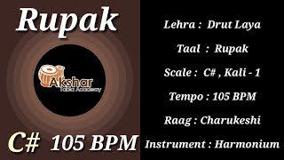 Lehra In Drut Laya || Rupak || C# || 105 BPM || Charukeshi || Harmonium