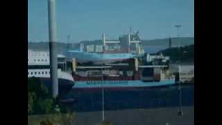 Maersk Flensburg arriving Kristiansand and Superspeed 1 leaving