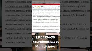 LDB9394/96 Incumbência dos Municípios   #professor #concursospúblicos