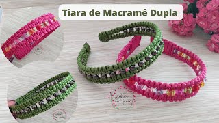 Tiara de Macramê Dupla Com Pérolas 🎀 Jaqueline Kelle #tutorial #macrame #tiaramacrame #tiaraperolas