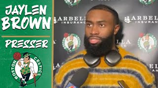 Jaylen Brown on Celtics OT Win Over Warriors: "We just battled it out" | Celtics vs Warriors