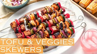 Irresistible Grilled TOFU AND VEGGIES SKEWERS (Oil-Free and Vegan)