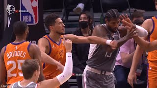 Devin Booker not happy with Paul George and shoves him then gets a T 👀 Clippers vs Suns Game 4