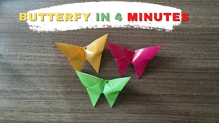 How to make an easy origami BUTTERFLY in 4 minutes