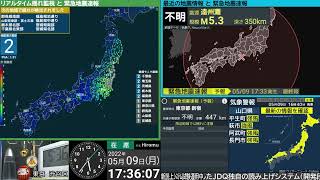 【深発地震】伊勢湾　震度２　M5.1　（2022/5/9 17:33ごろ　切り抜きアーカイブ）