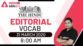 The Hindu Vocabulary Analysis | 31 March 2020 THE HINDU EDITORIAL VOCAB