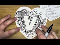 beginner zentangle© share the love day 14 heart embellishments