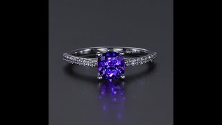 14K White Gold Tanzanite and Diamond Shank Ring 1.08 Carats