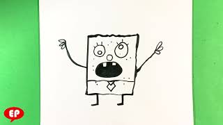 How to Draw Spongebob Squarepants - Doodlebob - Step by Step for Beginners - Easy Pictures to Draw