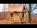 Alone he built a wooden House. Big movie. DIY