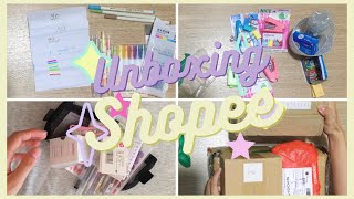 [UNBOXING SHOPEE 🛒]🌻Shopee Haul Đồ Dùng Học Tập: Bút Viết, Stickers, Bấm Ghim, Bóp Viết 🌻I Youth L#3