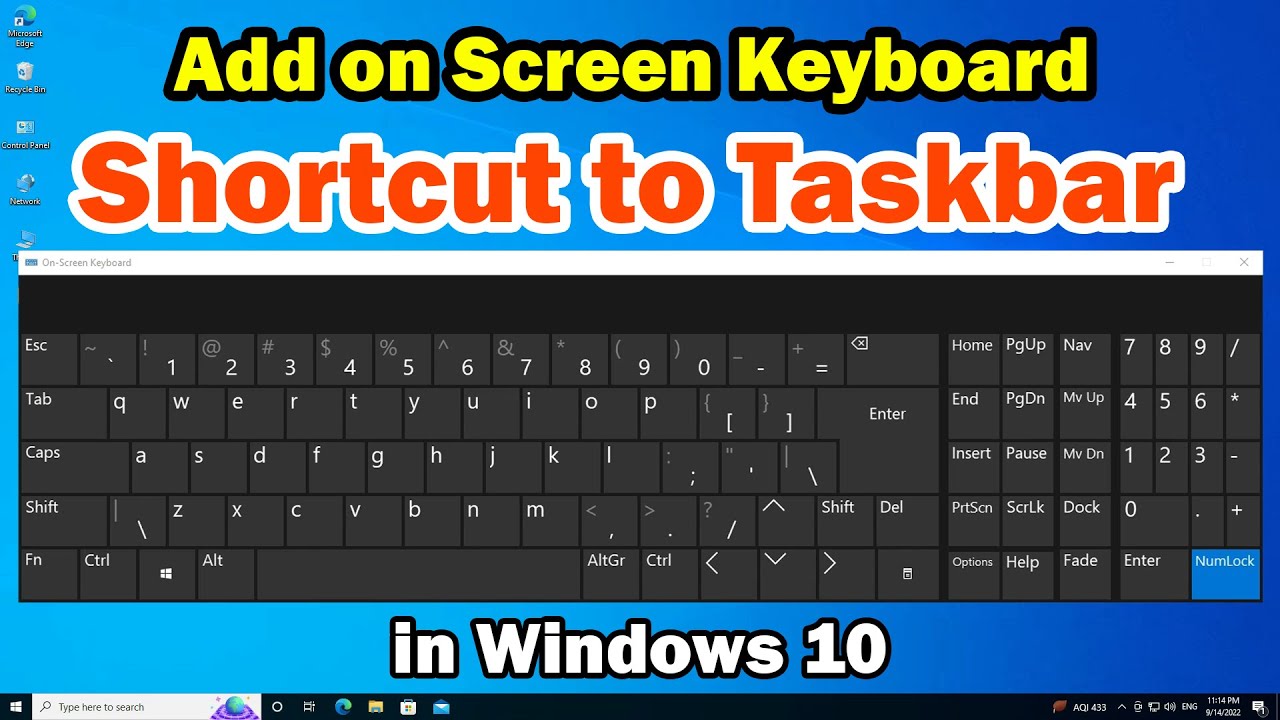 How To Add On Screen Keyboard Shortcut To Taskbar In Windows 10 PC Or ...