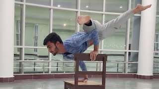 Hand balancing on chair 🔥| attriyoga #shorts