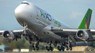 BOEING 747 LANDING + DEPARTURE - Green ACT B747 close up Rotation (4K)