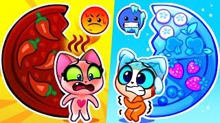 Kids Learn Opposites Challenge 🧊 Hot VS Cold Food + More Safety Rules Songs and Stories😻 Purr-Purr