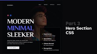 Build A Modern Portfolio Website From Scratch Using HTML, CSS \u0026 JS (Hero Section) - Part 3