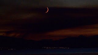 Crescent Moon Magic | Setting over Vancouver Island, BC, Canada