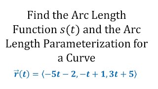 Find the Arc Length Function for a Space Curve and the Arc Length Parameterization