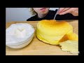 【モッパン】スフレチーズケーキ〜生クリームを添えて〜【爆食】【おやつ】