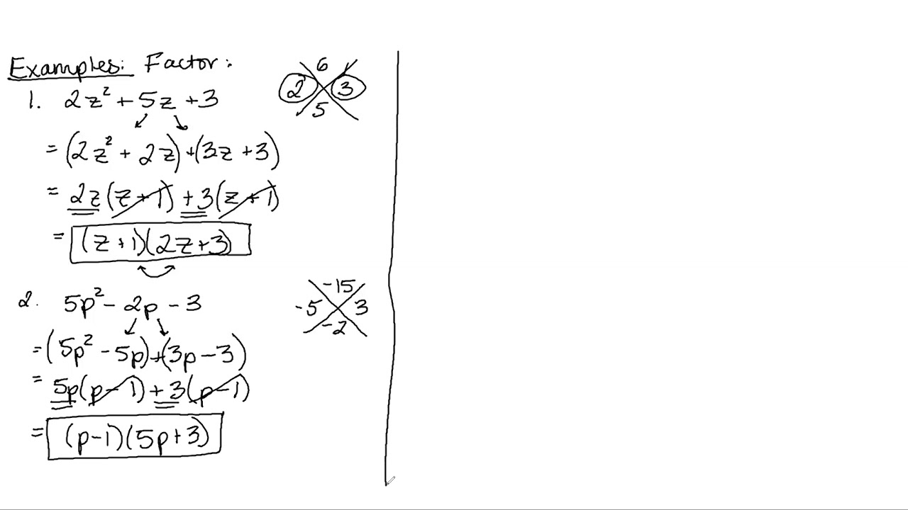 Section 6.3: Factoring Trinomials By Grouping - YouTube