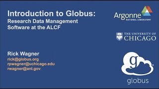 Introduction to Globus: Research Data Management Software at the ALCF