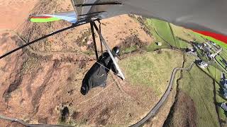 Pimple landing with moustaches, Hang gliding at Rhossili in South Wales on my Moyes Gecko 170C