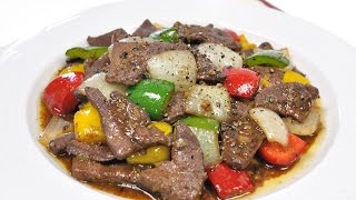 Stir Fried Pork Liver with Black Pepper (Thai Food) – Tub Moo Pad Prik Thai Dum ตับหมูผัดพริกไทยดำ