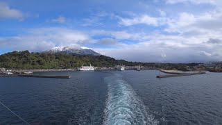 ある日の桜島【桜島が冠雪したのでとりあえず桜島フェリーで渡って月讀神社に詣でてうどん食べてきた】