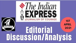 1st April 2021 | Gargi Classes Indian Express Editorial Analysis/Discussion