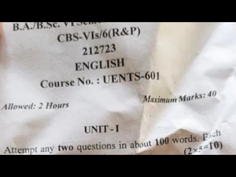 B A 6th Semester Aecc English Previous Years Question Papers Jammu