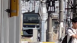 【209系C406編成4両  OM入場回送（車体保全）】JR東日本209系2100番台ﾏﾘC406編成が回送電車として大宮駅13番線の延長線上でパン下げ状態…（回8341M）2023.5.18