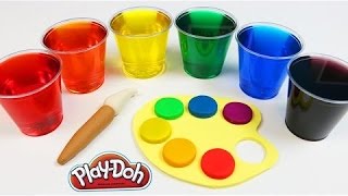 LEARN COLORS with Play Doh Rainbow Paint Palette & Magic Paint Brush!