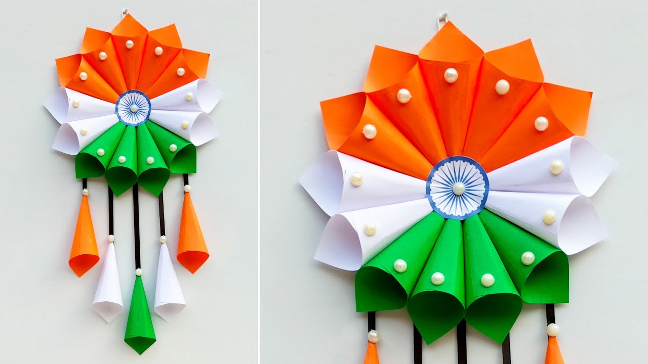 Independence Day Wallhanging Craft // Tricolor Wall Decoration Ideas ...