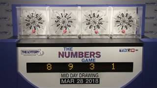 Midday Numbers Game Drawing: Wednesday, March 28, 2018