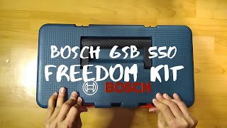 Mesin Bor Tangan Tembok Beton Listrik Bosch GSB 550 Freedom Kit