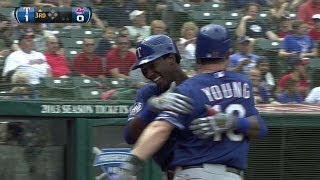 TEX@CLE: Profar homers in first Major League at-bat