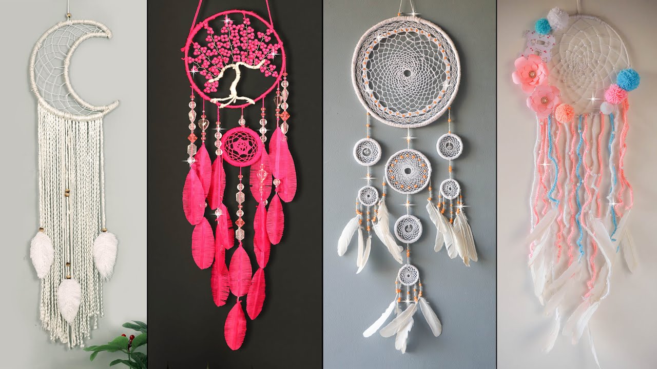 DIY Room Decor!!.. Feather Dream Catcher Wall Hanging Making # ...