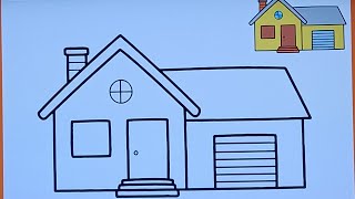 How To Draw A House With Garage Easily step by step