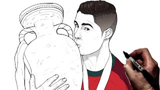 How To Draw Cristiano Ronaldo (Trophy) | Step By Step | Soccer / Football