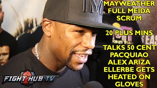 Mayweather on 50 cent, Pacquiao, Ariza, update on gloves- Full media scrum video